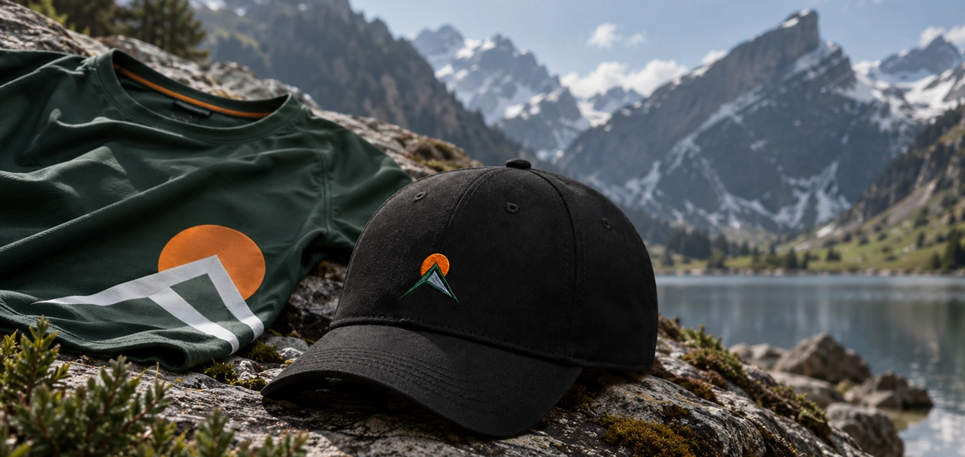Alpine Branding auf schwarzem Hoodie